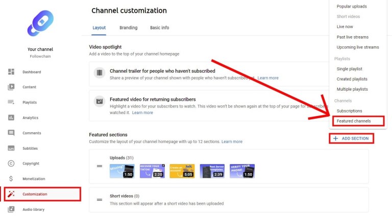 Cómo agregar un canal destacado a tu canal de YouTube