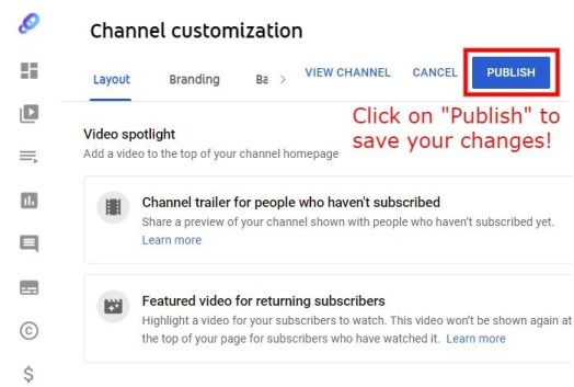 Personalización del canal de YouTube