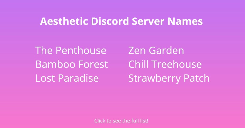 Nombres de servidores de Discord estéticos