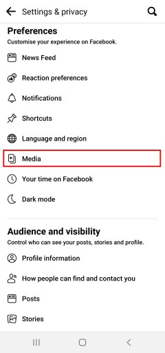 Configuración de medios de Facebook