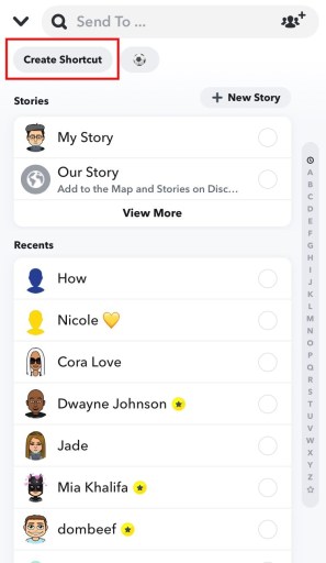 Snapchat crear acceso directo