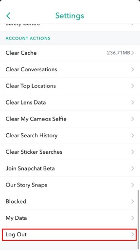 Cerrar sesión en Snapchat