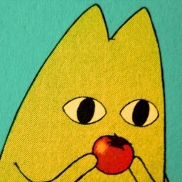 Gato de dibujos animados comiendo un tomate