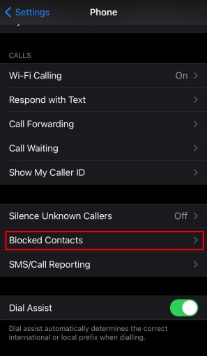 Contactos bloqueados de iPhone