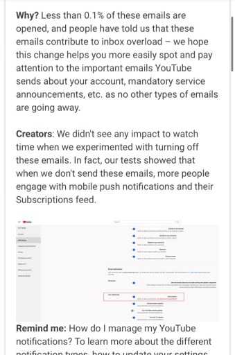 Por qué YouTube eliminó las notificaciones por correo electrónico