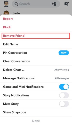 Snapchat como eliminar a un amigo