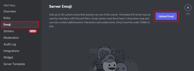 Subir emoji de servidor en Discord