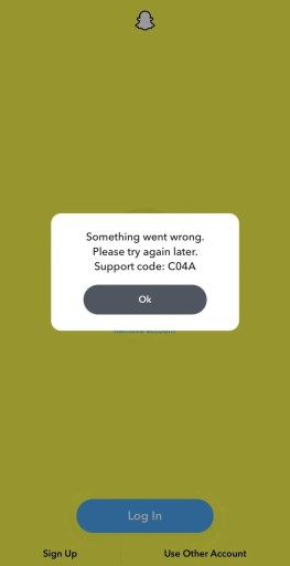 Código de soporte C04A en Snapchat