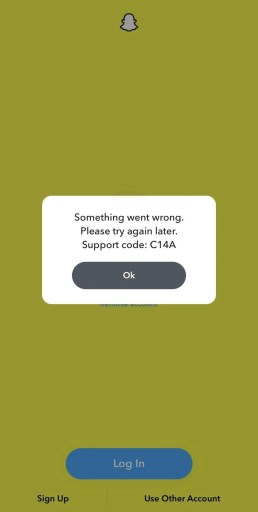 Código de soporte C14A en Snapchat