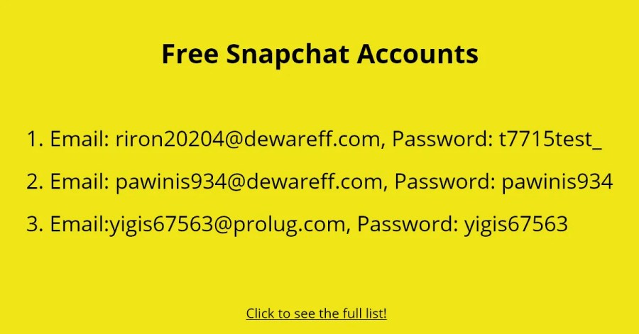 Cuentas de Snapchat gratis