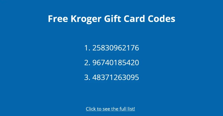 Tarjetas de regalo Kroger gratis