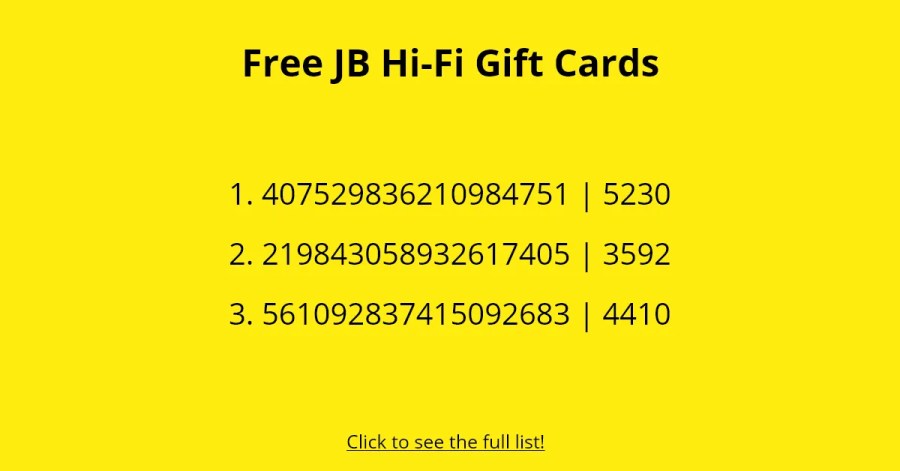 Tarjetas de regalo JB Hi-Fi gratis
