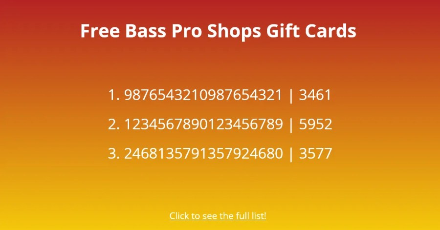 Tarjetas de regalo de Bass Pro Shops gratis