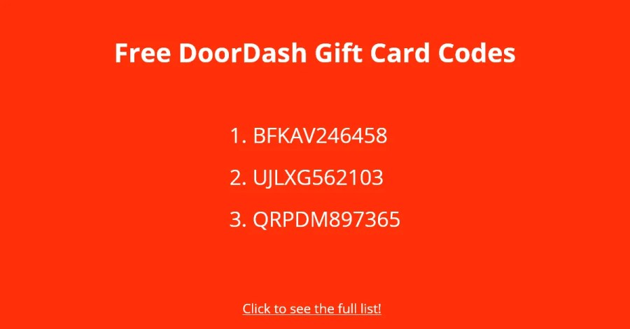 Tarjetas de regalo gratuitas de DoorDash