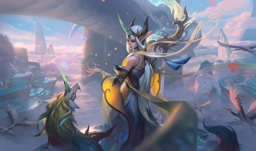 Immortal Journey Soraka esparce polen y mira a su unicornio en League of Legends