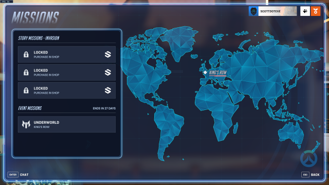 Un mapa de la pantalla Story Missions en Overwatch 2, que presenta un mapa del mundo real.