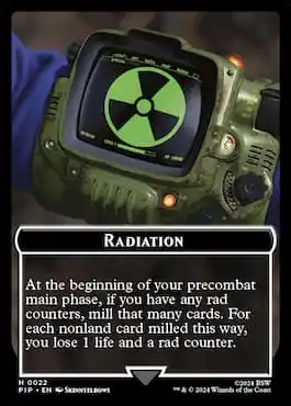Imagen del símbolo de radiación de la franquicia Fallout hasta el conjunto Radiation MTG Fallout Commander