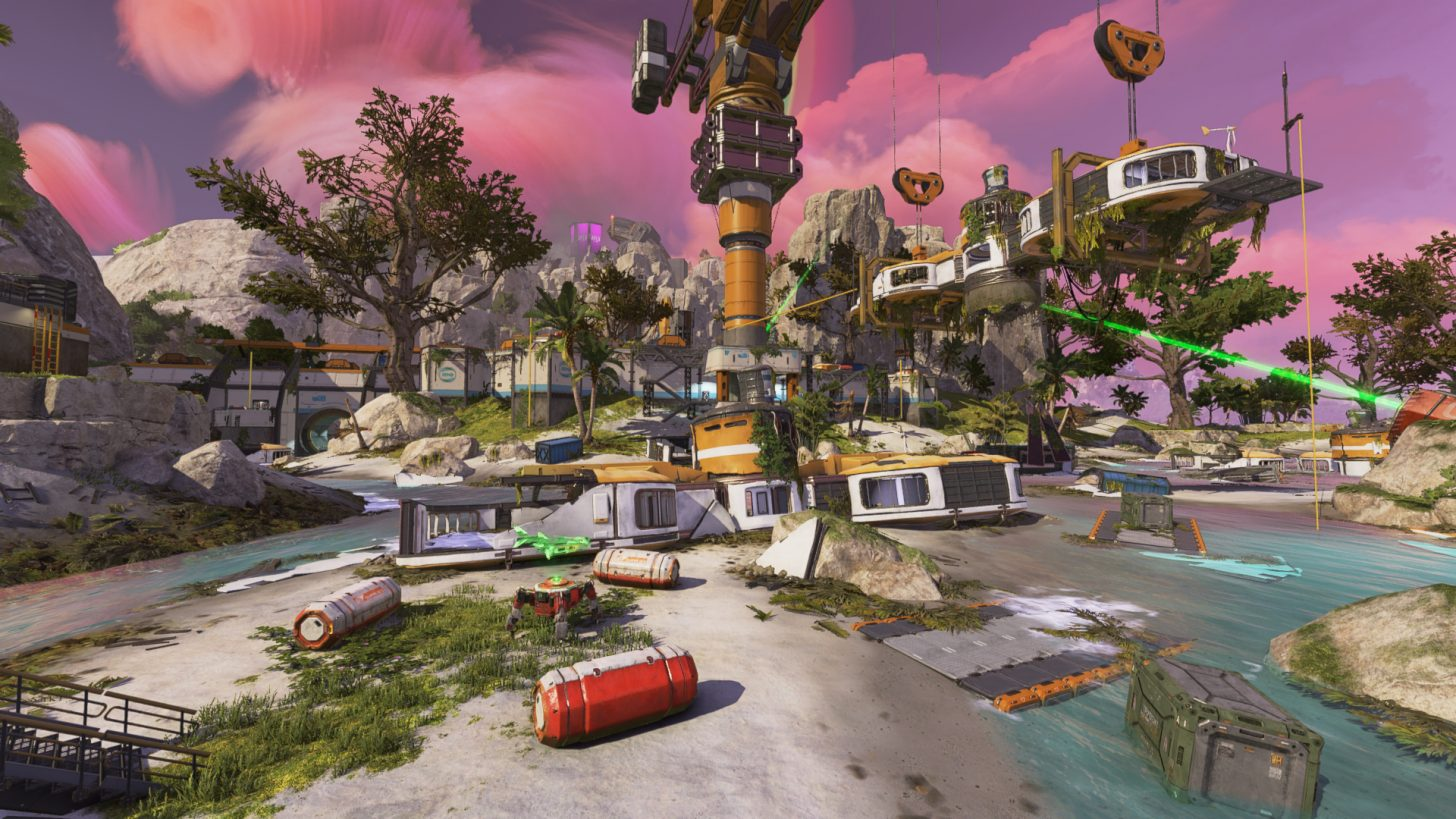 Una captura de pantalla del nuevo punto de interés, Costa Devastada, en el mapa Storm Point de Apex Legends.