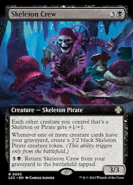 Pirata esqueleto bajo el agua con dos espadas.