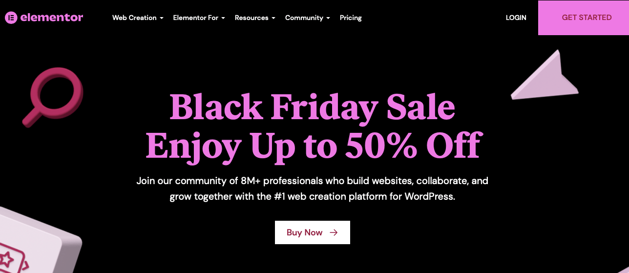 Elementor Pro Black Friday 50% de descuento 2021