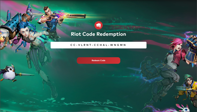 Un código ingresado en la página web de Riot Code Redemption.