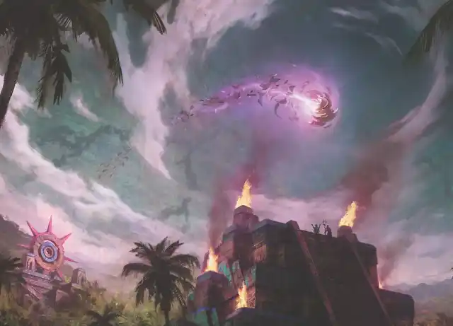 Imagen de la magia en el cielo a través del set de las Cavernas Perdidas de Ixalan.