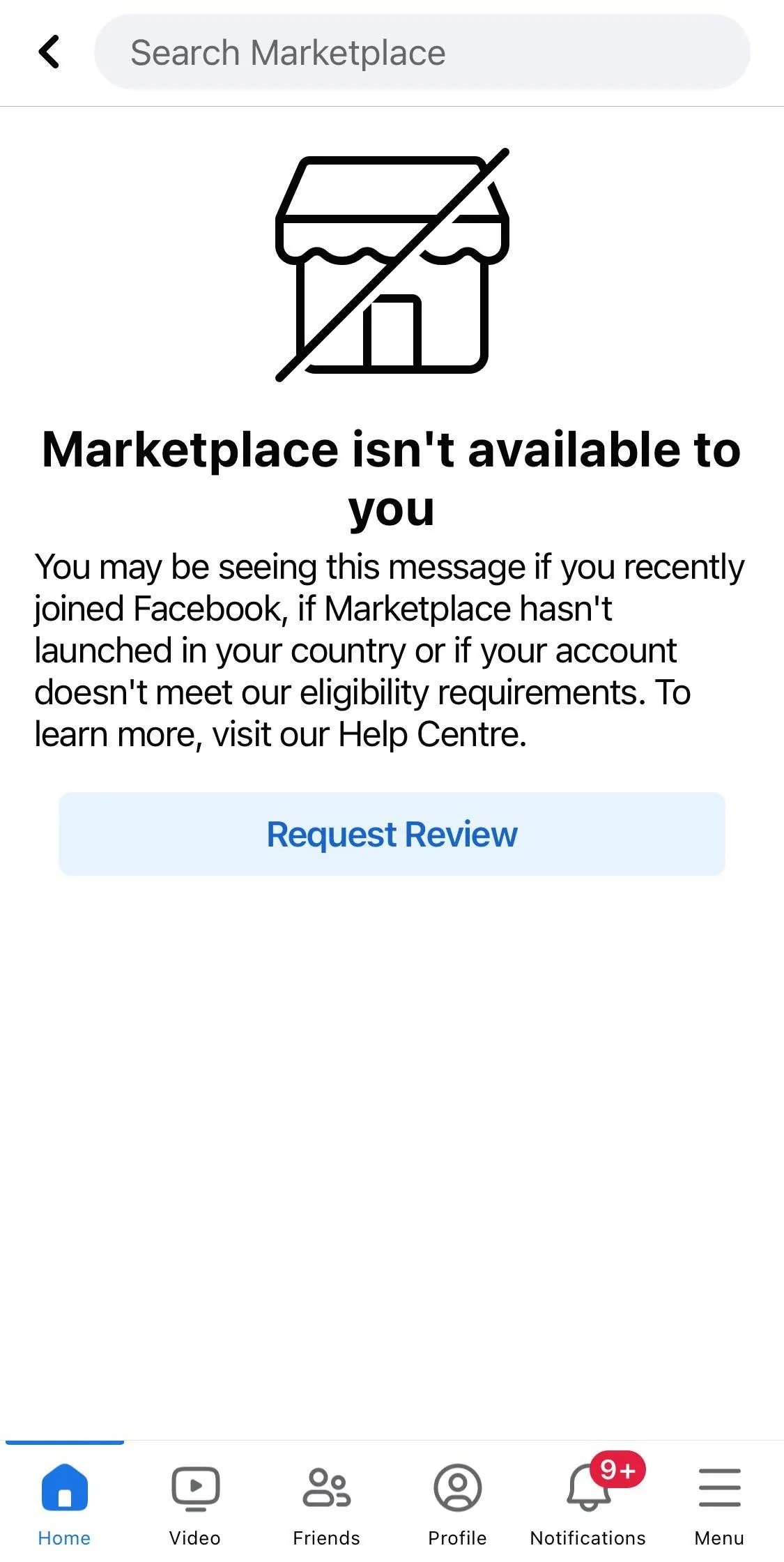 Marketplace no está disponible para usted 
