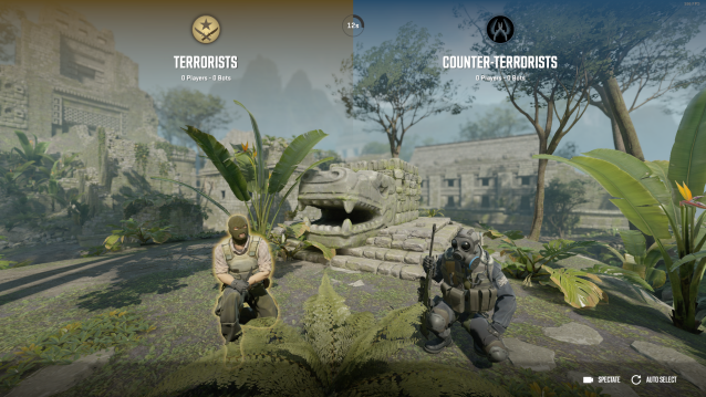 Un terrorista y un antiterrorista se arrodillan con sus armas fuera de Ancient en Counter-Strike 2.