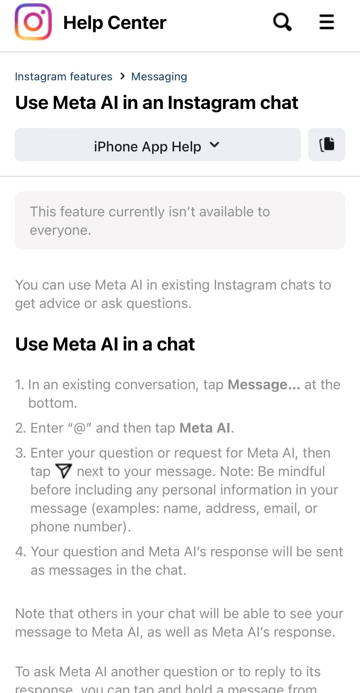 Meta AI no muestra Instagram