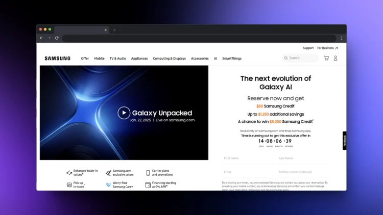Programme de reserve Samsung Galaxy S25 Series tout ce.webp