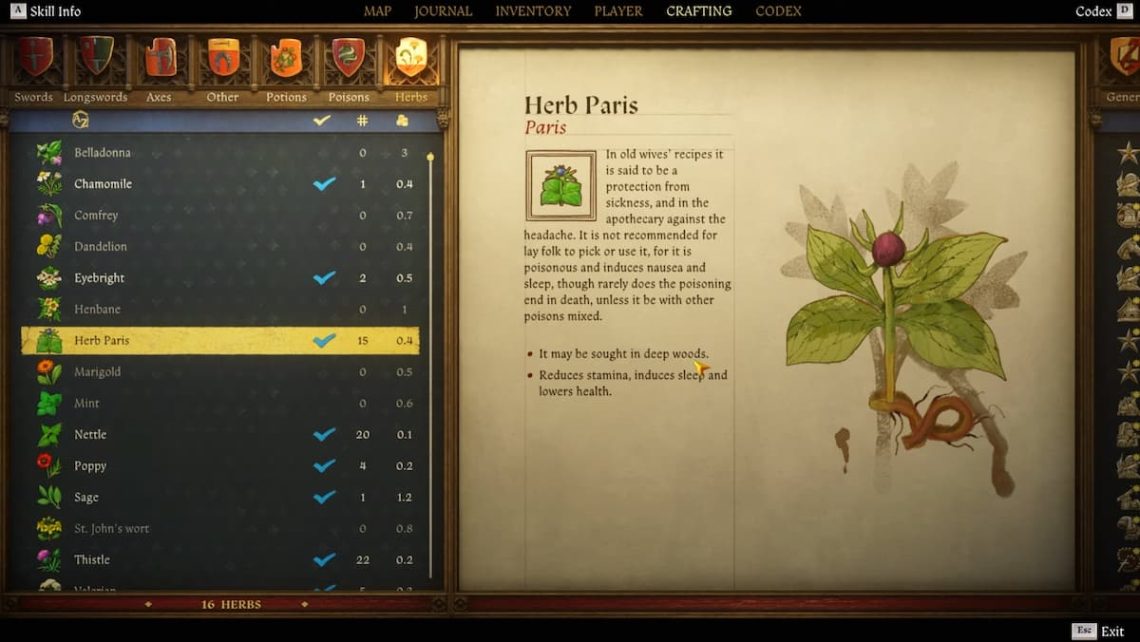 Comment obtenir Herb Paris dans le Royaume de Come Deliverance